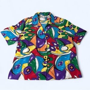 Westbound Petites abstract colorful artsy playful bowling shirt size 10